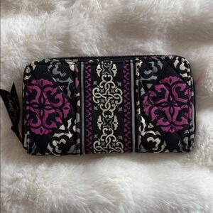 Vera Bradley Canterbury Magenta Black and Purple Patterned Wallet